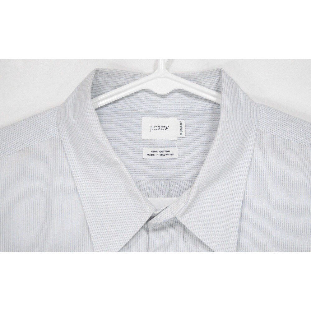 J. Crew Men's Size XL 17.5-18 Gray Pinstripe Dress Shirt Button Up 100% Cotton